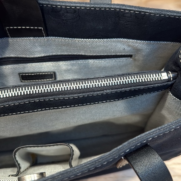 Dooney & Bourke Bag Black Tote EUC w White Stitching - Picture 7 of 11